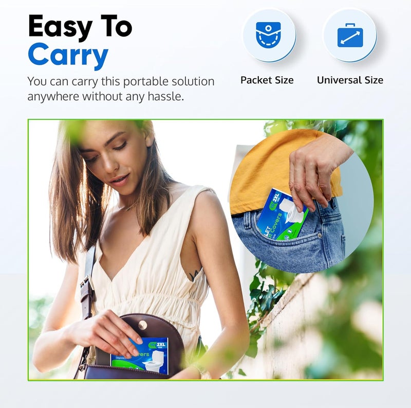 Traletry Toilet Seat Covers Disposable Flushable Travel Pack of 50 2XL-Disposable Toilet Seat Covers-Biodegradable Paper-Kids Men Women Adults Toiletries-Airplane Camping Travel Essentials Accessories - Image 2